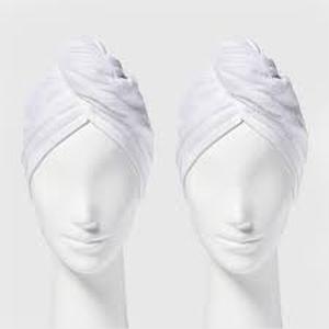 lot 187 image: Set of 3 2pk Microfiber Bath Hair Wrap Set-White - Room Essentials