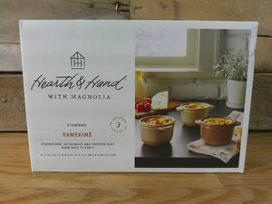 lot 218 image: Hearth & Hand With Magnolia Neutral Stoneware Ramekin 3pc Set