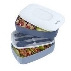 lot 225 image: Bentgo Classic All-in-One Stackable Lunch Box Container with Built in Flatware-Slate