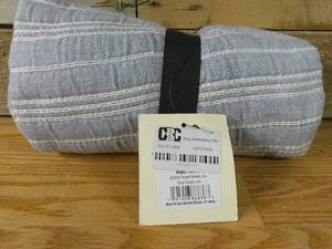 lot 254 image: Hearth & Hand with Magnolia Alternating Stripe Matelasse King Sham BlueGray