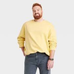 lot 274 image: Mens Regular Fit Crewneck Pullover Sweatshirt - Goodfellow & Co-Yellow-XXLT