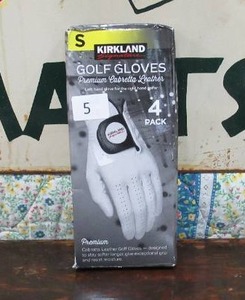 lot 280 image: Kirkland Signature Leather Golf Glove 4-pack-Left handed glove for the right hand golfer Size Small