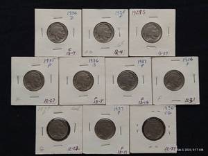(10) Buffalo Nickels