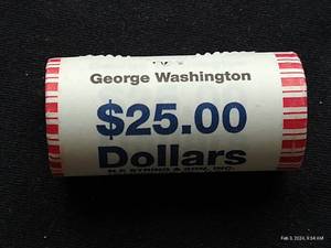 Uncirculated $25 Roll of George Washington $1 Coins