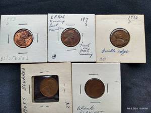 (5) MintDie Error Pennies