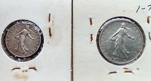 (2) 1918 French Silver Coins