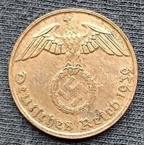 1939 Germany Third Reich 2 Pfennig Coin