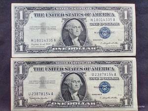 (2) 1957 Silver Certificate $1 Notes