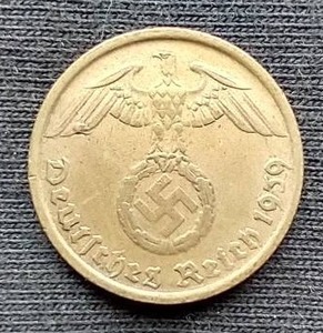 1939 German Third Reich 5 Pfennig Coin