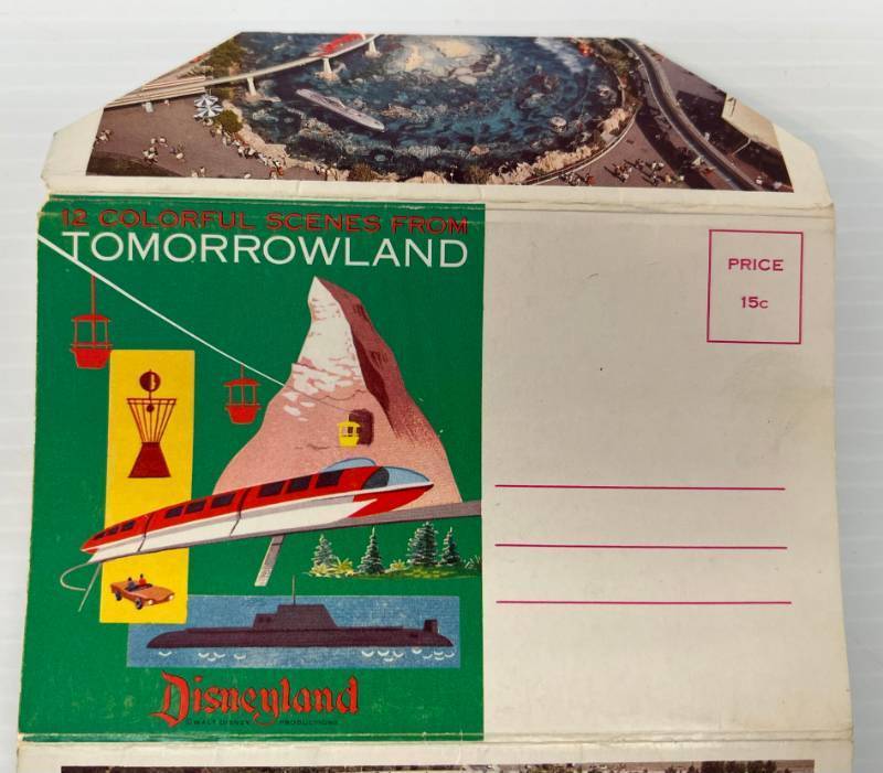 lot 32 image: Vintage Disneyland Toworrowland 12 Pc. Postcard Set