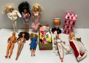 lot 7 image: Group Of Misc. Vintage Barbies Including 1974 Quick Curl Miss Barbie, 1980s Winking Western Barbie & More