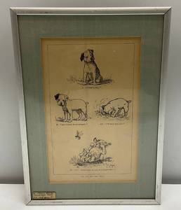 lot 25 image: 1904 Intaglio Etching Childrens Poem Framed Behind Glass