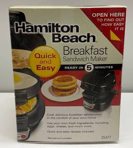lot 58 image: Hamilton Beach Breakfast Sandwich Maker NIB