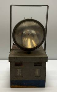 lot 61 image: Vintage U.S. Navy 4-Battery Battle Lantern, Portable Spot Light With Stenciled Wind Bay Art On Side