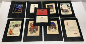 lot 76 image: Misc. Vintage Greeting Cards Mounted On Black Paper