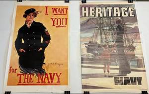 lot 103 image: Vintage Navy Poster Prints 24 x 39