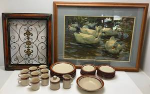 lot 116 image: Carousel Stoneware, Framed Swan Print And More