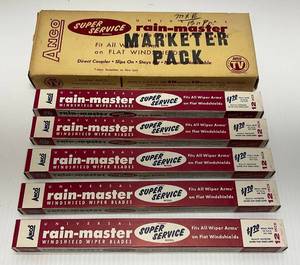 lot 134 image: Vintage Anco Super Serevice Rain-Master 12 Wiper Blade Sets (5 Total)