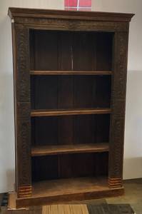 lot 147 image: Antique Moraccan Doorway Made Into A Shelf (Very Heavy Exotic Wood)7 Ft Tall By 49 12W x 14 34D