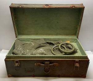 lot 154 image: Vintage Weathered Military Trunk With Soldiers Name & Misc. Contents