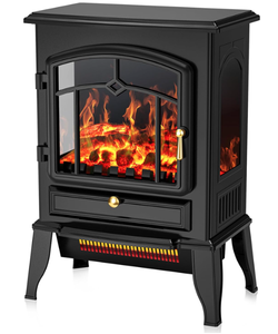 lot 47 image: COWSAR Electric Fireplace Stove, Freestanding Fireplace Heater with Realistic Flame, 10001500W Fireplace Heater