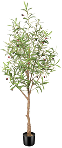 lot 107 image: FEELEAD Artificial Olive Tree 5ft - Fake Potted Olive Silk Tree