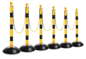lot 114 image: 6 Sets Plastic Stanchion Set Traffic Warning Line Stanchion Crowd Control Barriers Driveway Barrier