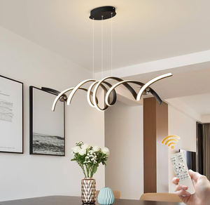 lot 119 image: Qcyuui Modern LED Chandeliers Dimmable Pendant Lights with Remote 38W Aluminium Pendant Lamp