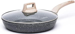 lot 121 image: CAROTE Nonstick Frying Pan Skillet,12 Non Stick Granite Fry Pan with Glass Lid