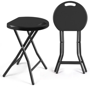 lot 143 image: TAVR Furniture Portable Folding Chair with Handle, Heavy Duty Round Fold Stool Chair with 500lbs Capacity for Adults