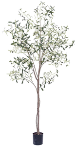 lot 158 image: Phimos 7FT Artificial Olive Tree Tall Fake Potted Olive Tree with Planter Large Faux Olive Branches
