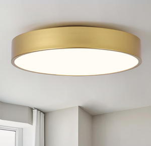 lot 175 image: POLITAMP Modern Gold Flush Mount Ceiling Light Fixture