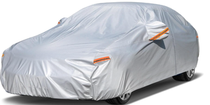 lot 490 image: Kayme 6 Layers Car Cover Waterproof All Weather for Automobiles, Outdoor Full Cover Rain Sun UV Protection with Zipper Cotton