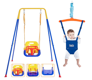 lot 55 image: FUNLIO 2 in 1 Swing Set for Toddler & Baby Jumper, Heavy Duty Kids Swing