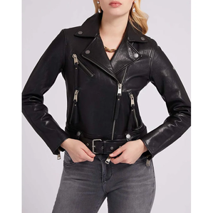 lot 63 image: GUESS ES CAMILLE LEATHER JACKET WOMENS JACKET SIZE XL