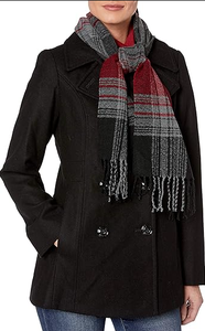 lot 69 image: LONDON FOG Womens Plus-Size Double Breasted Peacoat with Scarf SIZE 3X