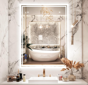 lot 76 image: DR.LUX Bathroom Mirror with Lights, Backlit LED Bathroom Mirror Wall Mounted Vanity Mirror