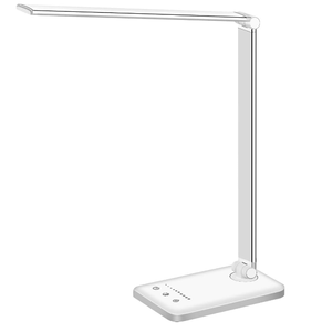 lot 563 image: White crown LED Desk Lamp Dimmable Table Lamp Reading Lamp with USB Charging Port