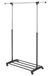 lot 567 image: Whitmor Deluxe Adjustable Garment Rack - Rolling Clothes Organizer - Black and Chrome