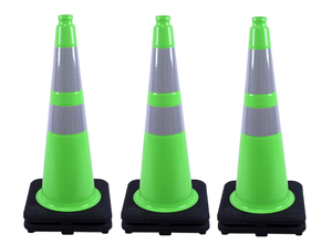 lot 217 image: 6 Pack 28 inch Traffic Cones Green Safety Cones with 6 inch Reflective Collar