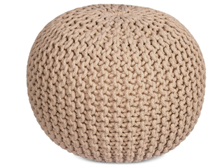 lot 218 image: BirdRock Home Round Pouf Foot Stool Ottoman - Natural, Measures 20 x 14
