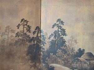 lot 2 image: Breathtaking Antique Fine Art Japanese Landscape Screen