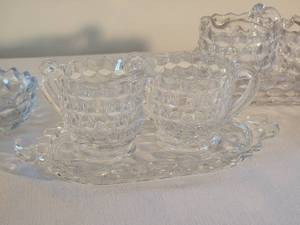 lot 132 image: Glistening Vintage Crystal Cream & Sugar Collection (7)