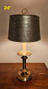 lot 37 image: Brushed Brass Candlestick Desk Lamp