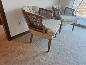 lot 52 image: Retro Cane-Sided Barrel Chairs