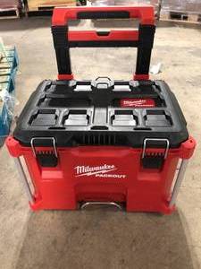 lot 5 image: Milwaukee PACKOUT 22 in. Rolling Modular Tool Box   Customer Returns See Pictures