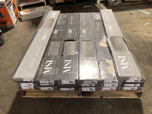 lot 47 image: 19 Boxes of A&A Surfaces Centennial Weathered Oyster 6 MIL x 6 in. W x 48 in. L Glue Down Water Resistant Vinyl Plank Flooring (36 sqftcase) Customer Returns See Pictures