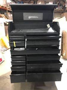 lot 18 image: Husky Tool Storage 52 in. W Heavy Duty Matte Black Tool Chest Combo Slight Damage  Customer Returns See Pictures