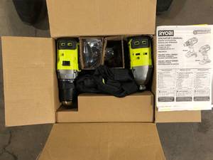 lot 22 image: RYOBI ONE 18V Cordless 2-Tool Combo Kit with DrillDriver, Impact Driver  Customer Returns See Pictures