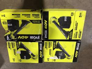 lot 27 image: Lot of 4 RYOBI 40V Vac Attack Cordless Battery Leaf VacuumMulcher (Tool Only) Customer Returns See Pictures